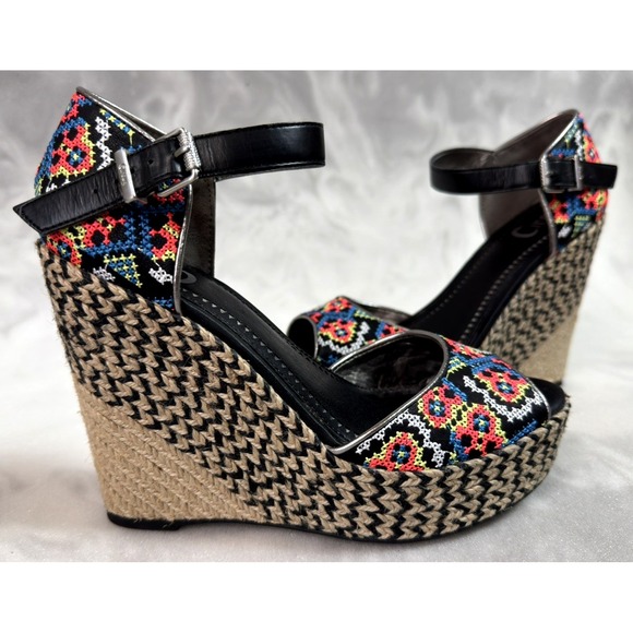 Sam Edelman Shoes - Circus by Sam Edelman Sutton Wedge Sandal 6M Tan Floral Embroidered Boho Strappy